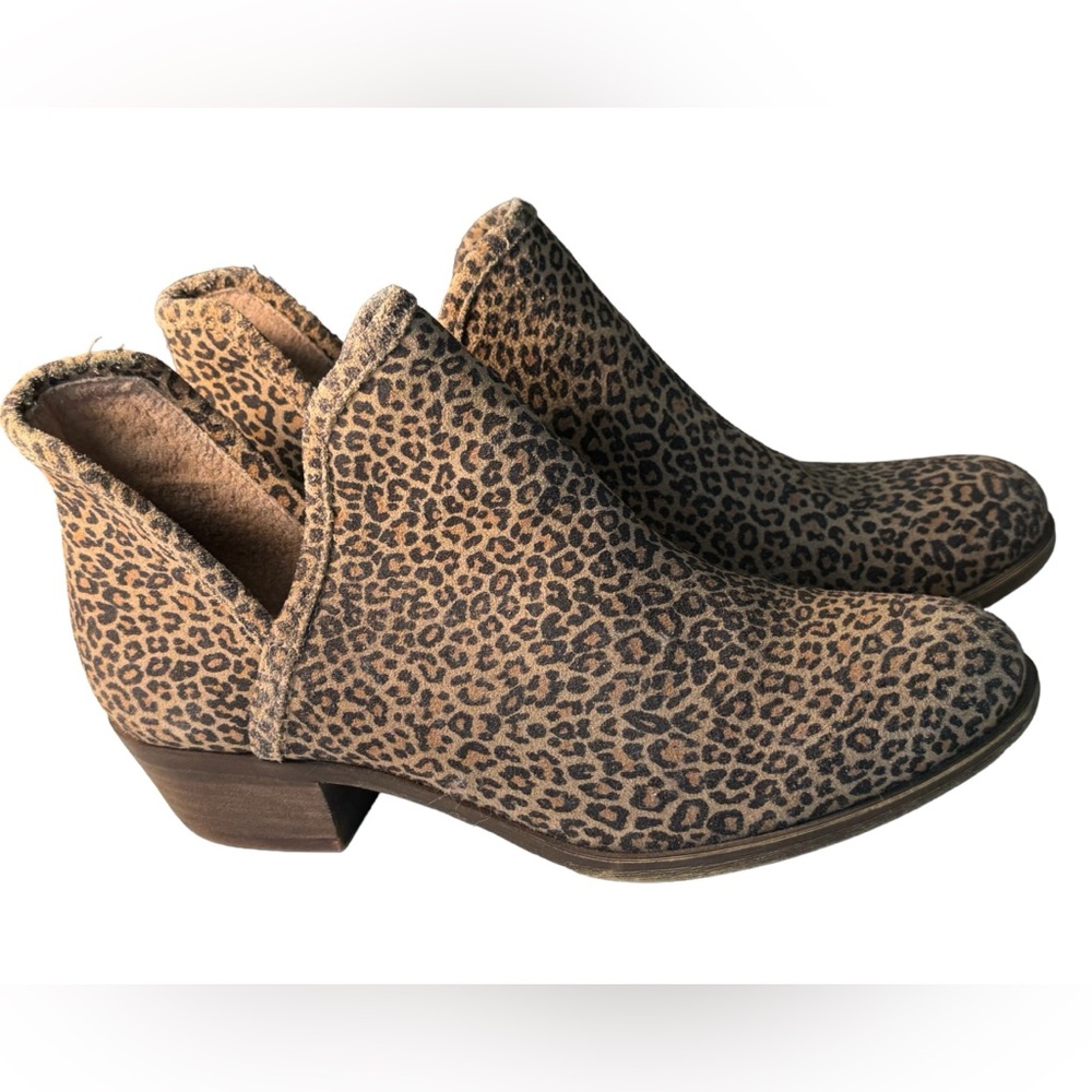 Y2K Lucky Brand High End Tan Leopard Print Ankle Boots Women’s 7M MINTY